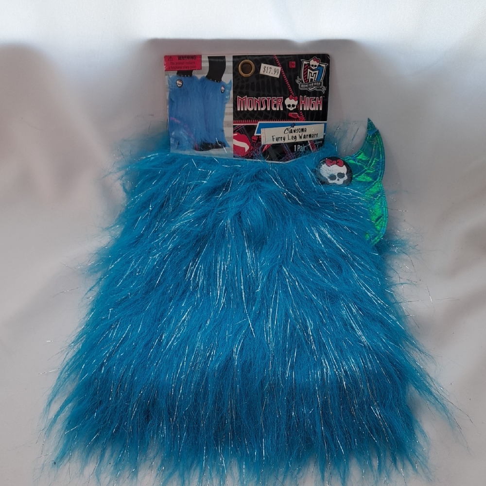 Monster High Vibrant Blue Furry leg Warmers  And         Necklace Costume